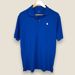Apple‎ Employee Polo Shirt Men Medium Blue Short Sleeve Cotton Logo Tech
